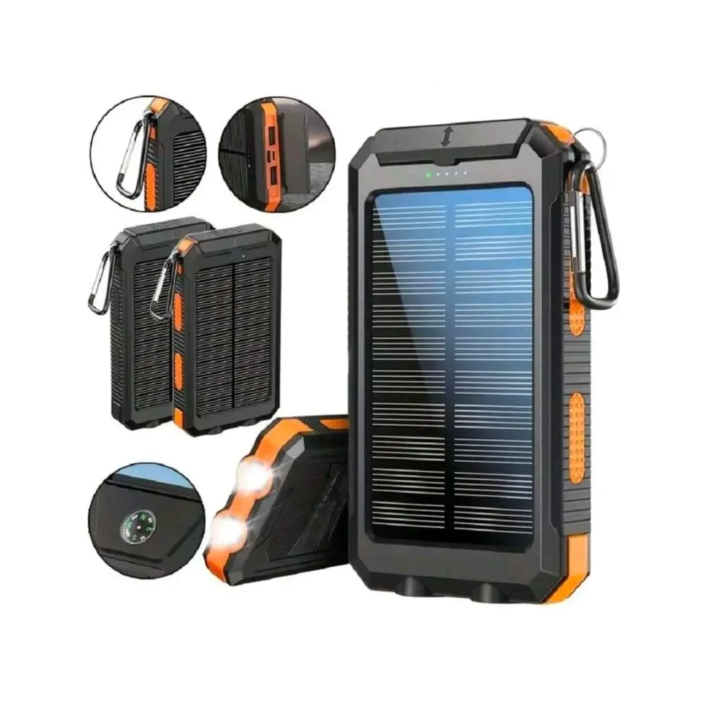10000mAh Solar Power Bank Dual USB & USB-C Output Charger For Outdoor Adventures